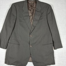 Vintage 90s Giorgio Armani Le Collezioni Brown Pinstripe Blazer Suit Jacket 42R
