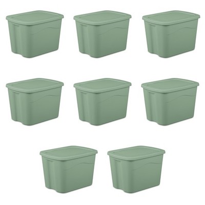 Sterilite 18 Gallon Plastic Storage Bin with Snap-on Lid, Green,