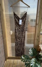 Zara Brown Leopard Print Slip Dress Size UK Small Spaghetti Straps Brand New 