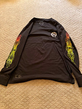 Chrome Hearts Men's Black Long Sleeve Crew Neck Pocket Logo Graphic Tee L