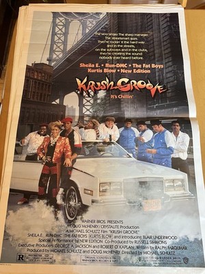 VINTAGE 1985 KRUSH GROOVE MOVIE POSTER RUN DMC  27 x 41