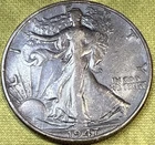 1947-D Walking Liberty 50C Half Dollar Deep Dark Toned Nice Details GORGEOUS