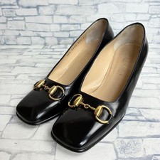 Gucci Pumps Horsebit Leather Black Women's Size EU35.5/US5.5