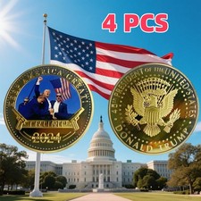 4 PCS 2024 President Trump Commemorative Coin Take America Back Metal Coin