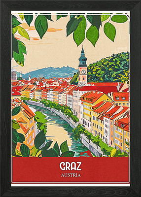 Graz Österreich Reiseposter gerahmt Wandbild Poster Leinwanddruck Bild