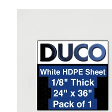 Duco USA-Made HDPE Sheet 1/8 Inch Thick 24" x 36" - 1 Pack of White HDPE Plas...