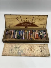 Vintage Schmincke Soft Artist Pastels Wooden Case w/ Partial Color Sticks