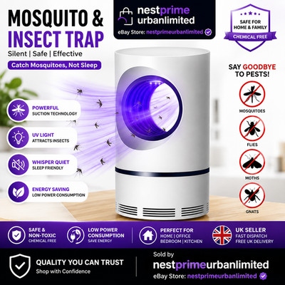 Elektrischer USB Insekten Mückenvernichter Bug Zapper Fliegen-Schädlingsfänger Falle LED Lampe UK