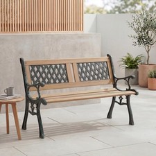 Banc de jardin, design à double croix, mobilier d'extérieur à 3 places, lattes