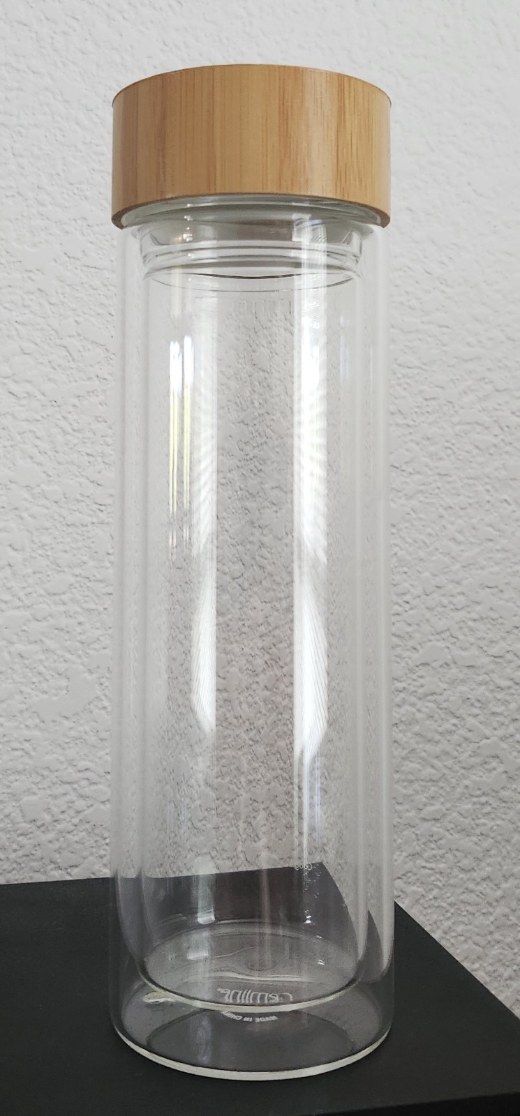 Google Open Source Double Walled Glass Water Bottle, Bamboo 
