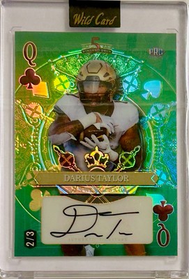 Darius Taylor 2024 Wild Card 5 Card Draw RC Auto 2/3 Green Rainbow Holo Foil