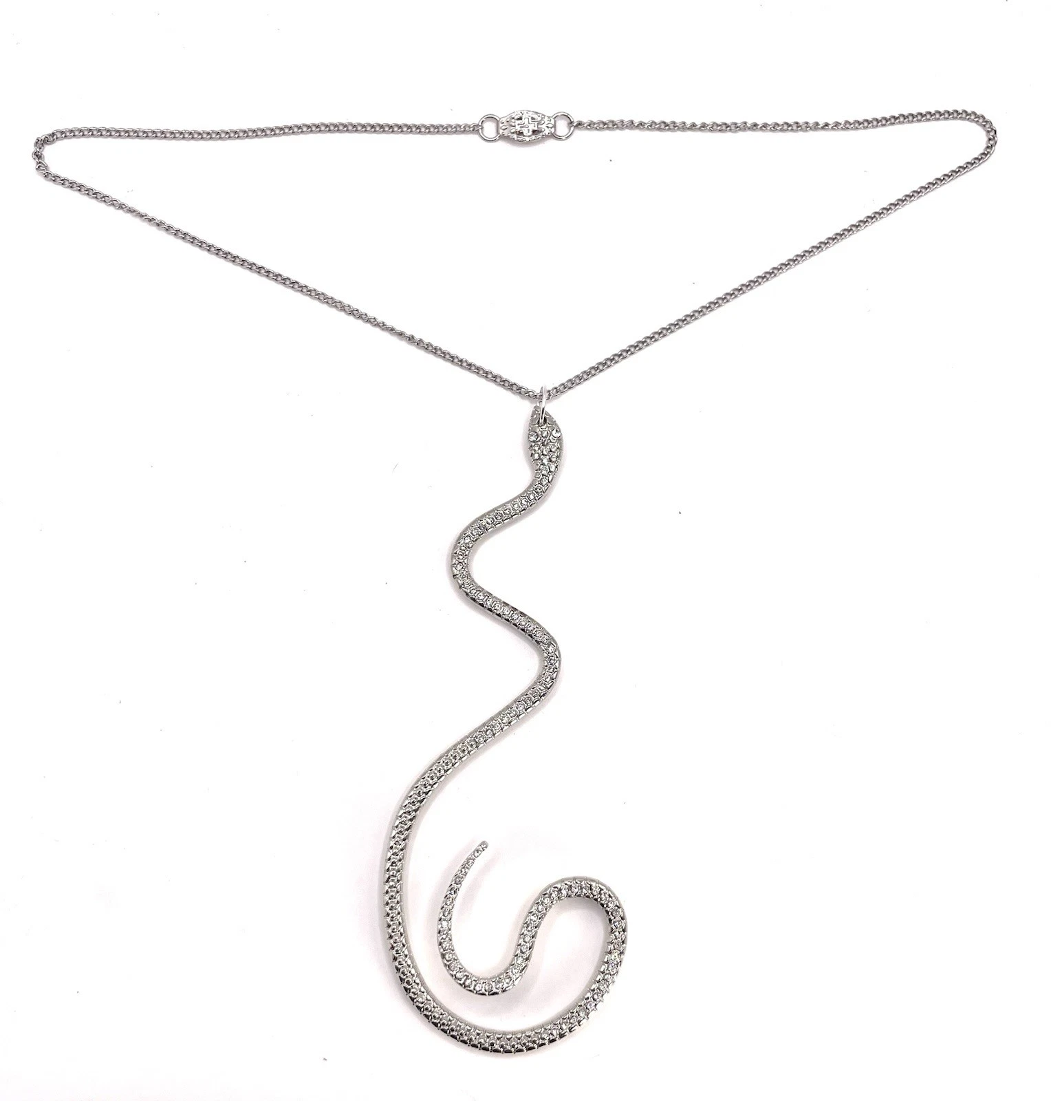 VETEMENTS Collana dichiarazione serpente testurizzato tono argento con strass pendente