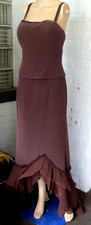Montage Mon Cheri Brown Gown  Jacket Satin nylon trim FABULOUS FLOUNCE HEM sz12