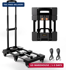 Folding Hand Truck 500lbs, Portable Heavy Duty Dolly Cart, 6 Wheels Col
