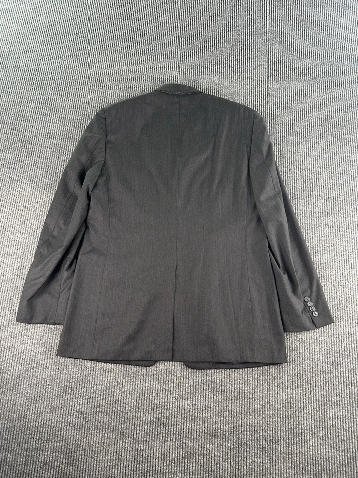 Vitale Barberis Canonico Italy Wool Suit 42 L Gray Herringbone 36x33 Pleated Set - Image 4 of 4