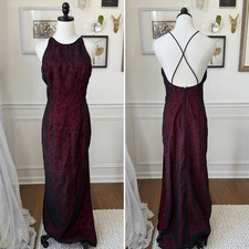 Vintage 90s Morgan & Co Formal Slip Dress Open Back M L