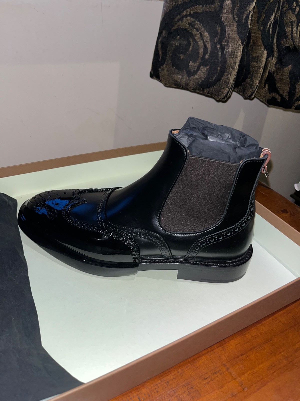 Burberry Black Leather Brogue Chelsea Boots - Brand New, Never Worn image 2