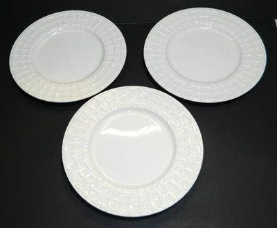 Pagnossin Italy BASKETWEAVE WHITE PGN61 11 inch Dinner Plates  Lot of 3 EUC