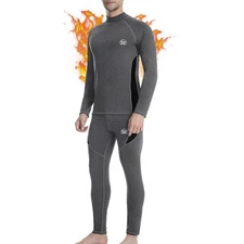 Men's Winter Fleece Lined Thermal Underwear Set Long Johns Top Bottom Dry Warm