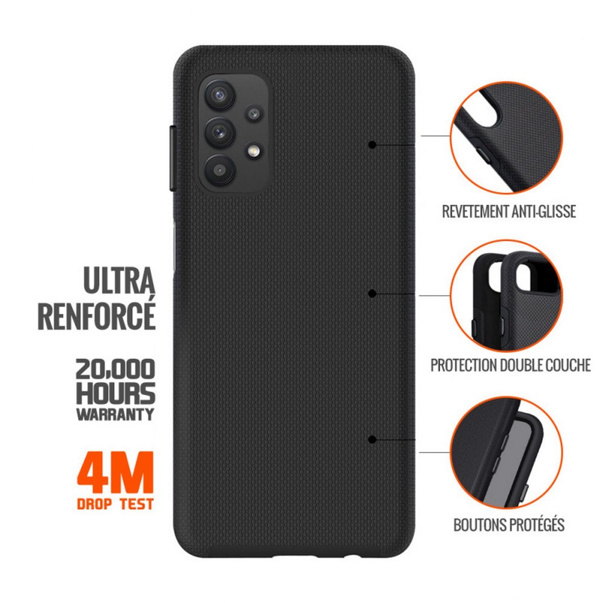 Coque Galaxy A32 5G Eiger antichoc rigide double couche noire - 3