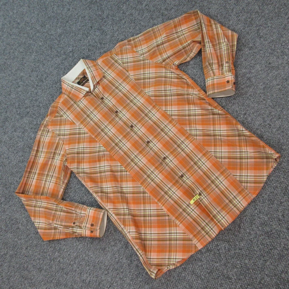 Camisa Steven Land Para Hombre '16.5-34/35 Alta Marrón Naranja Cuadros Western Manga Larga Foto 2 de 4