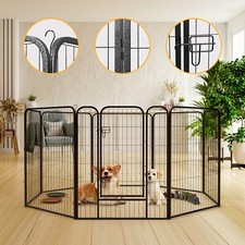 8 Panels Pet Dog Fence Playpen 32'' Height Exercise PlayPen w/Door IN/Outdoor