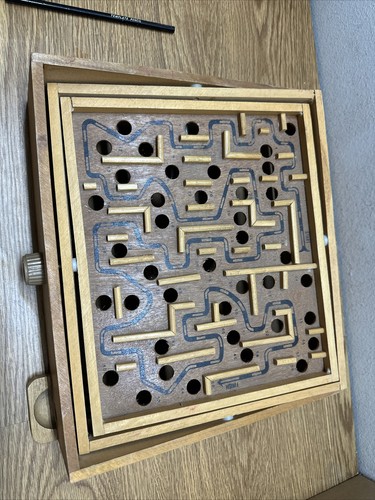 Vintage Labyrinth Wooden Puzzle Maze Game Wood Tilt Skill *No Marble* Indonesia - Picture 7 of 9