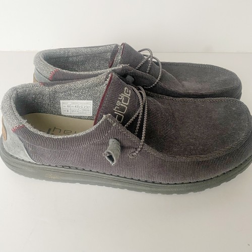 Hey Dude Shoes Mens 10 Wally Corduroy Slip On Casual Lightweight Gray - Picture 2 of 8