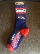 Denver Broncos 4 Stripe Deuce Navy Socks, Medium