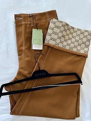 NWT Gucci Men's GG Pants w/ Turned-up Cuffs Logo Motif Brown NWT Gucci Men's GG Pants w/ Turned-up Cuffs Logo Motif Brown