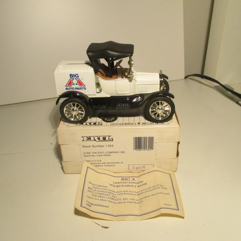 Big A Auto Parts 2 Piece Lot, 18 Ford Runabout,31 Hawkeye Crate,Diecast Banks - Image 3 of 3