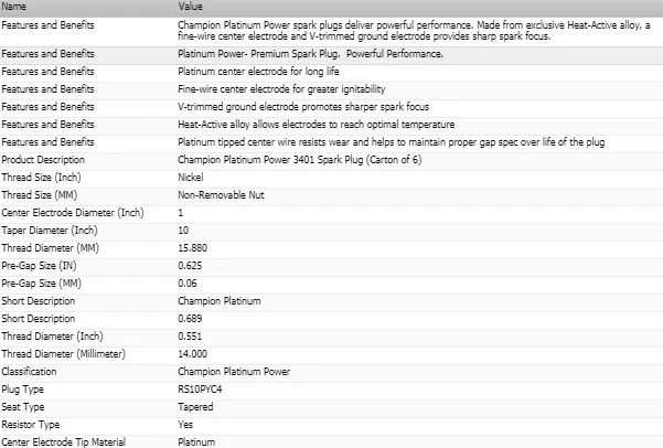 6 x Champion Platinum Spark Plugs Set for MERCEDES-BENZ 300SEL 1988-1991 L6-3.0L - Image 4 of 4