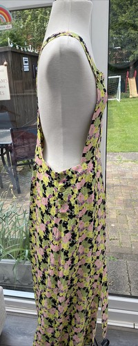 NEXT Green Yellow Pink Floral Pinafore Dungaree Dress UK Size 12 Brand New - Picture 12 of 14