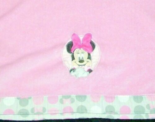 Disney Baby Minnie Mouse Pink Blanket Grey White Polka Dot Trim Edge Lovey - Picture 2 of 2
