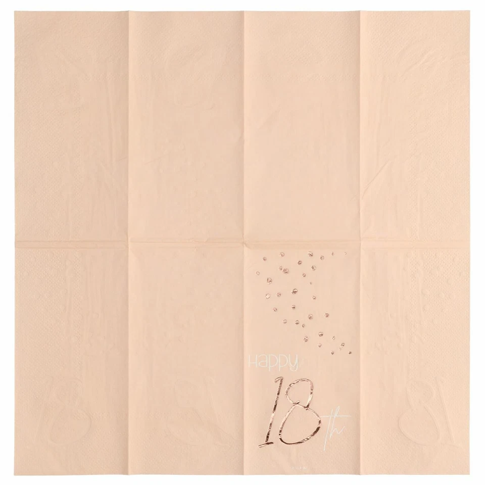 8 X 18TH BIRTHDAY LUSH BLUSH PARTY NAPKINS PREMIUM PARTY TABLEWARE - 23CM - Image 4 of 4