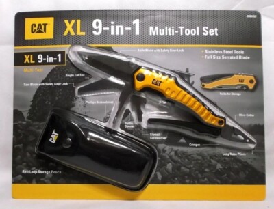 CAT XL 9-in-1 Multi-Tool Set, Stainless Steel Tools with Belt Loop Storage Pouch