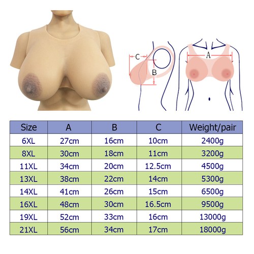 18 KG Drag Queen Huge Silikonbrüste CD Transgender Kreuzgurte Silikonbusen 21XL - Afbeelding 3 van 8