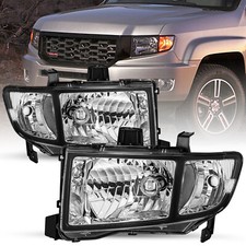 For 2006-2014 Honda Ridgeline Black Clear Headlights Headlamps Pair 06-14