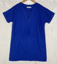 Vineyard Vine Shift Dress Womens 8 Blue Linen Rayon Minimalist Beach Lagenlook