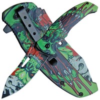 "Haller Taschenmesser \"Nightmare\" Einhand GrüN-Mehrfarbig Mit GüRtelclip, Flipper"