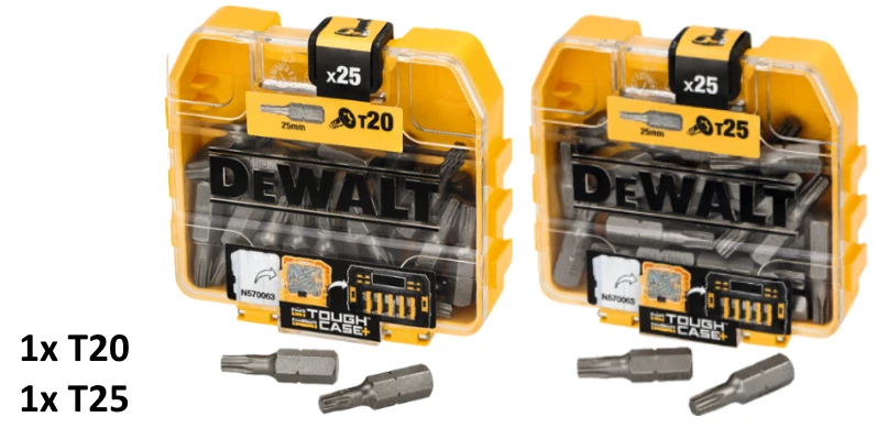 2x Bitbox Dewalt Torx 20 Torx 25 je 25 Bits T25 T20 DT7961 DT7962 Bitbox-Set TX
