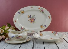 Lamberton Ivory China "Linda Lee"  Made in America Platter,Bowl, Gravy Boat