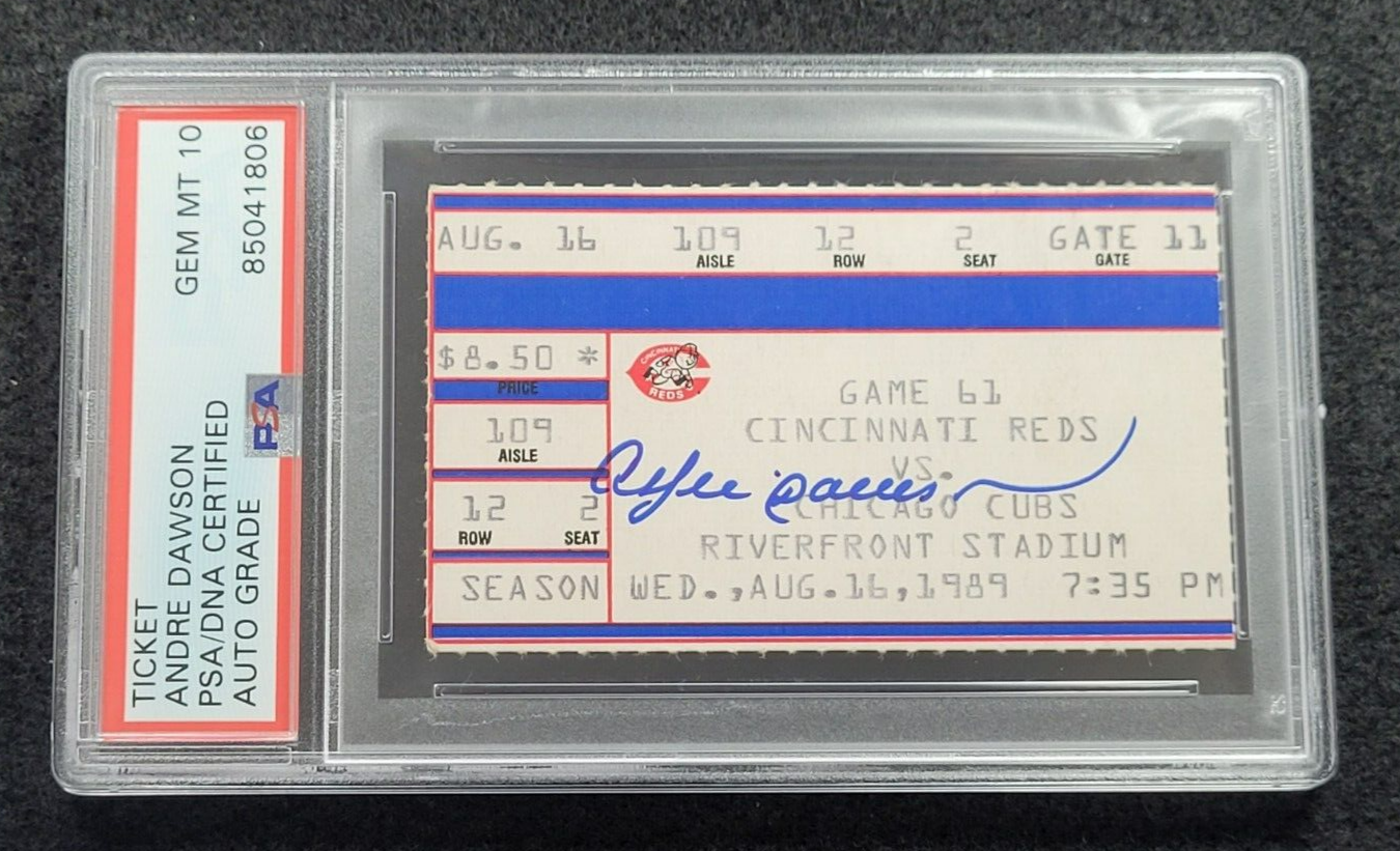 Andre Dawson Autographed Signed 1989 Original Game TicketCubs Vs RedsPSA Auto