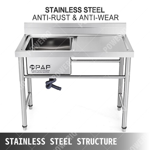 PPAP Commercial Kitchen Wash Table Stainless Steel Sink Single Bowl Waste Kit au - Picture 5 of 15