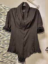 VICTORIAN GOTHIC SATIN LACE BLOUSE with LACE-UP BACK NEW WITH TAGS FREE SHIPPING