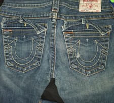 TRUE RELIGION Gold Stitch Joey Denim Size 27 Made in USA