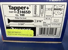 Powers Fasteners 2746SD-PWR Concrete Screw Anchor, Phillips, 3/16" x 2-3/4"