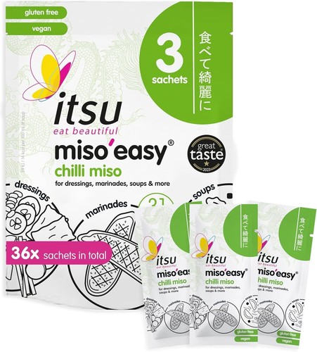 Convenient 36-Pack of Chilli Miso Instant Soup Sachets - Vegan & Gluten-Free - Picture 3 of 11