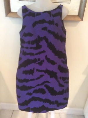 Moschino Cheap & Chic Sz 42 US 8 Purple/Black Sleeveless Sheath Dress EUC