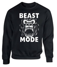 Men's Training Top Sweatshirt Gym Exercise Beast Gorilla Weightlifter Benchpress